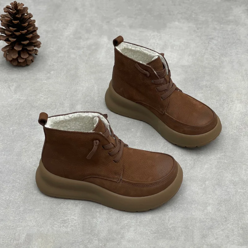 

GKTINOO 2025 Winter Genuine Leather Shoes Women Snow Boots Warm Plush Cold Winter Soft Brand Ladies Ankle Boots