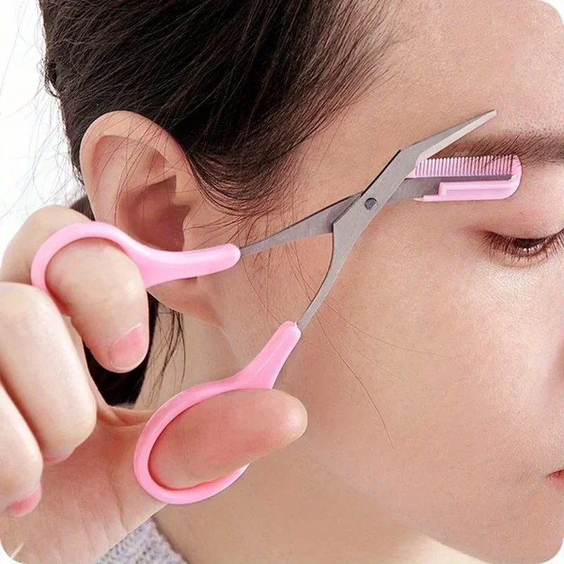 Ciseaux de coupe de sourcils en acier inoxydable avec peigne, outil de maquillage sûr pour couper les sourcils, création précise de la mise en forme parfaite des sourcils