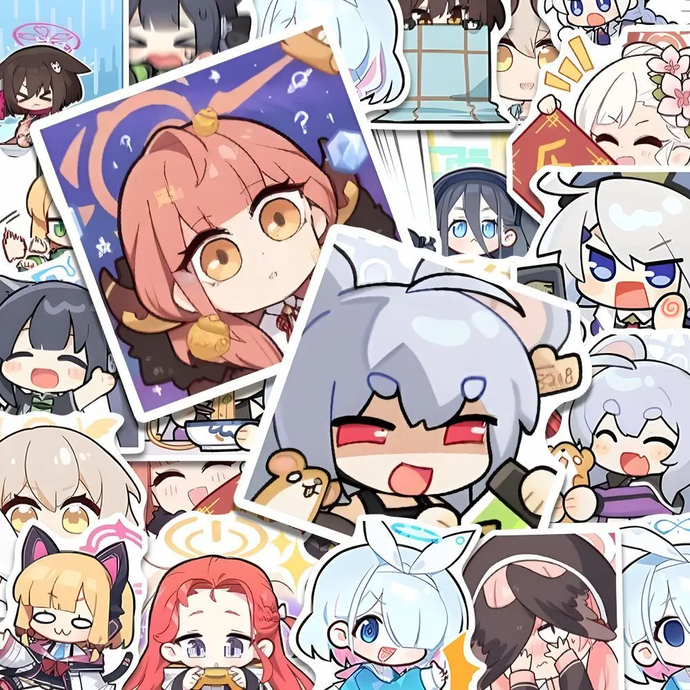 64Pcs Game Anime Stickers Decal Blue Archive Sunaōkami Shiroko Takanashi Hoshino Laptop Phone Bike Car Waterproof stickers Gift