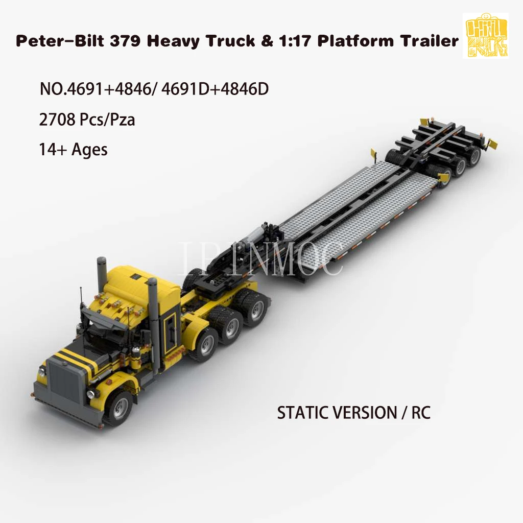 Moc-4691 P 379 Heavy Truck & Moc-4846 1:17 Platform Trailer With PDF Drawings Building Blocks Bricks Christmas Gifts