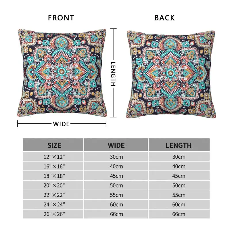 Custom Arabic Ethnic Floral Mandalas Cushion Cover 45x45 Cm Soft Polyester Throw Pillow Case For Sofa Home Decoration Pillowcase