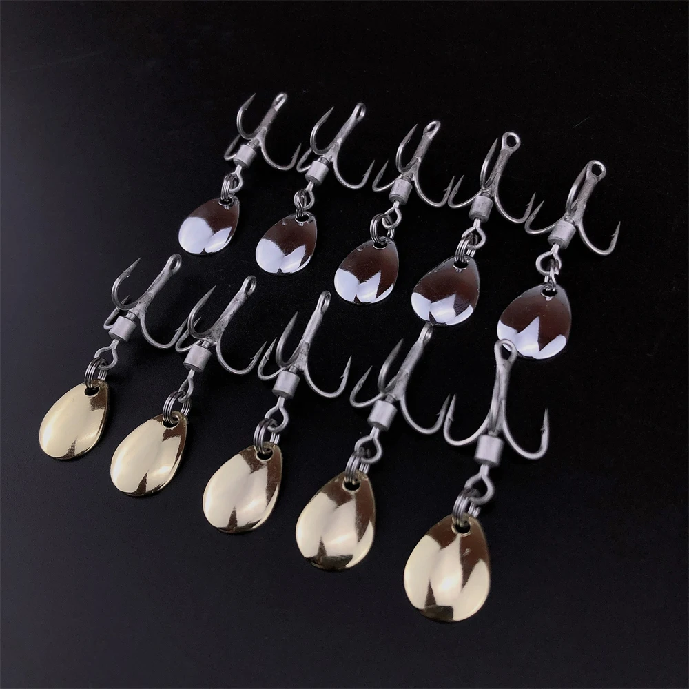 100 Uds anzuelo triple señuelo rotación de alta velocidad cucharas ruidosas lentejuelas cebo duro Spinner agua salada aparejos de Pesca de mar accesorios Pesca - imagen 4