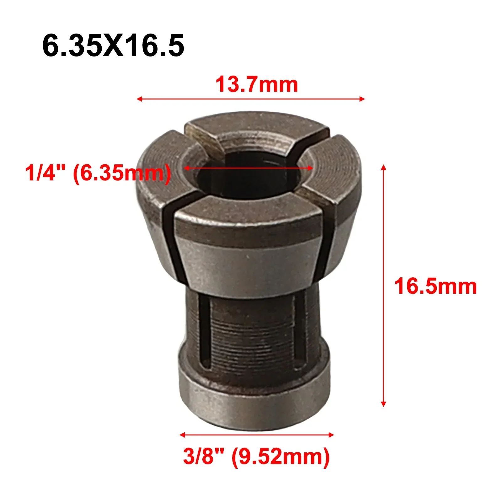 M17 6/6.35/8mm Collet C-huck Adapter With Nut En-graving Trimming Machine Router Home Wood Work Power Tool Replacem Accessories