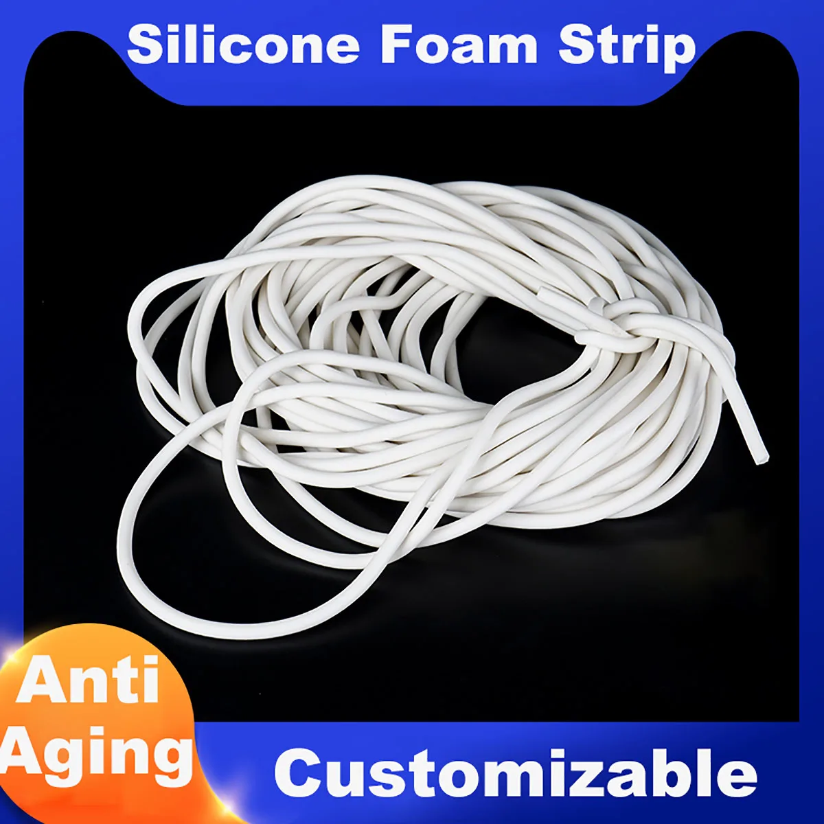 Silicone Rubber Sponge Strip White Silicone Foamed Seal Strip Round VMQ Foaming Cord Dia.1/1.5/2/2.5/3/3.5/4/4.5/5/6/7/8/9/10mm