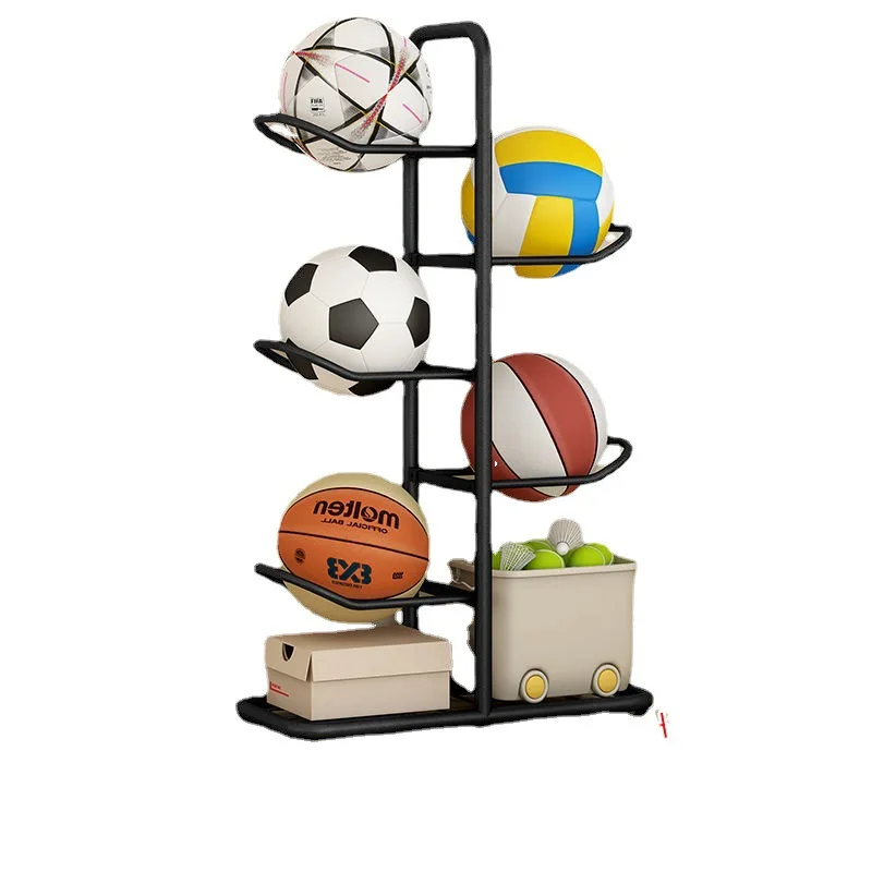 Football Shelf Basketball Organizer Storage Container Steel Retail Store Display Ball Rack