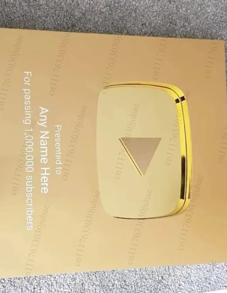 100K For YouTube Play Button Award Aluminum Award Plaques Custom Gold For YouTube Creator Awards 2026