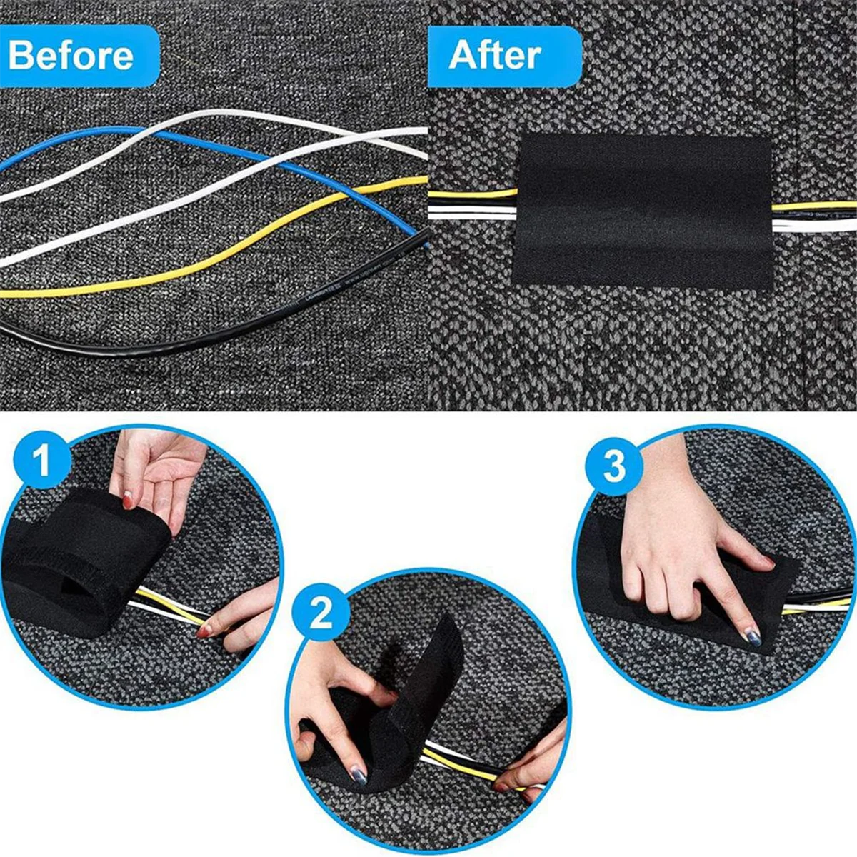 ABNJ Carpet Cord Cover Cable Grip Floor Cover Cable Protector Management Only for Commercial Office Carpet 2pack