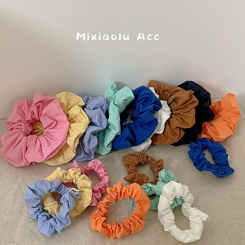 Dopamine Colored Wrinkle Scrunchie Headdress for Women Girls 2024 Summer Korean Simple Cotton Hair Band Hair Accessories