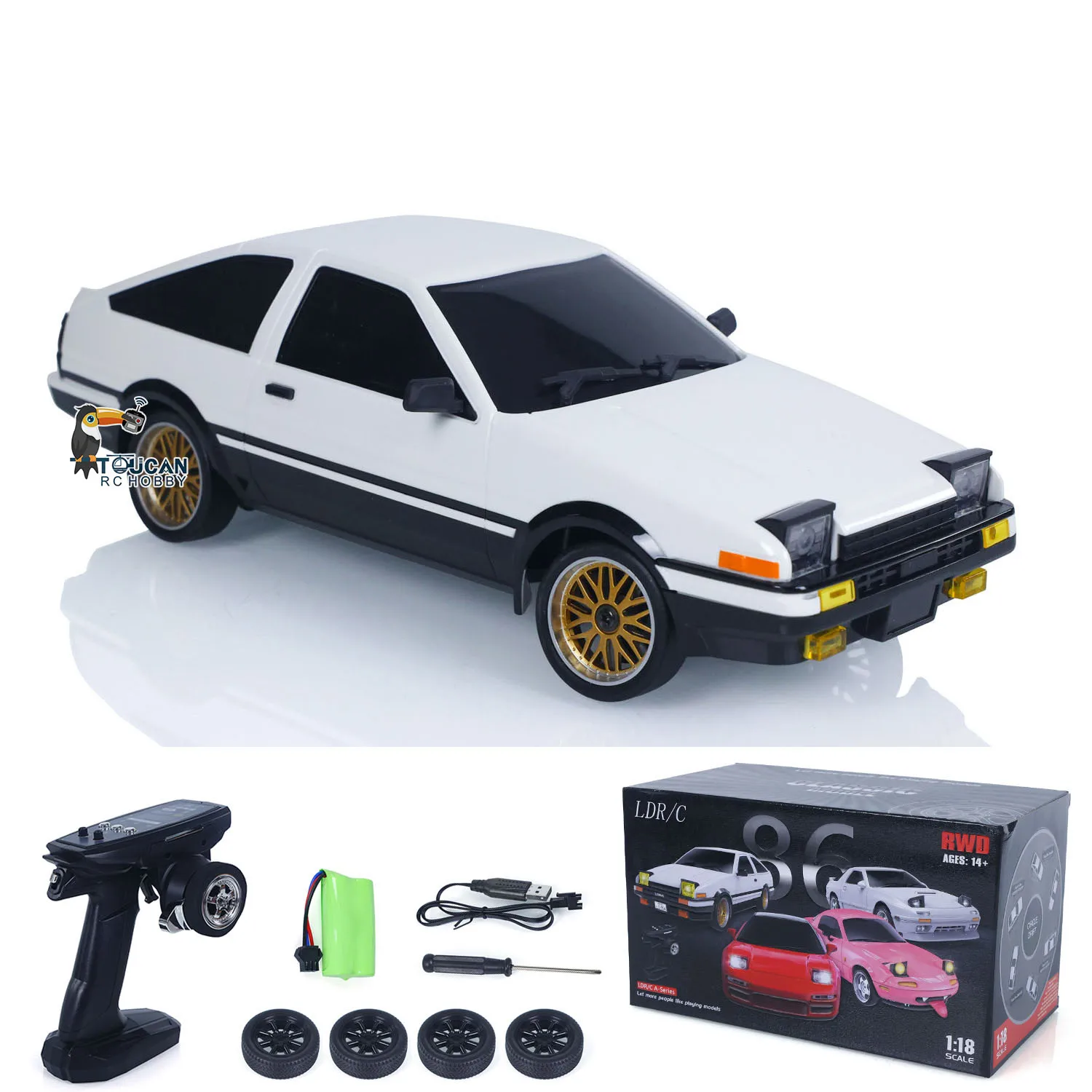 Venta de EE. UU. 1/18 LDRC LD1801 RC Drift Car RWD AE86 vehículos de carreras giroscopio con luz abatible
