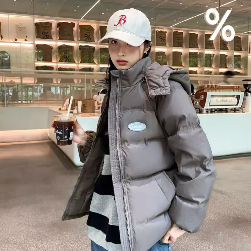 2023 New Women Cotton Clothing Fashion Casual Detachable Hat short outwear loose large size parkas Winter thicken warm outcoat