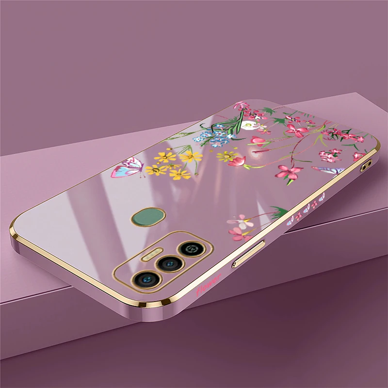 For infinix Smart 5 Pro 8 7 6 HD Case Fashion Flower Butterfly Cover For infinix Smart 4 5 2021 Plating Silicone Covers