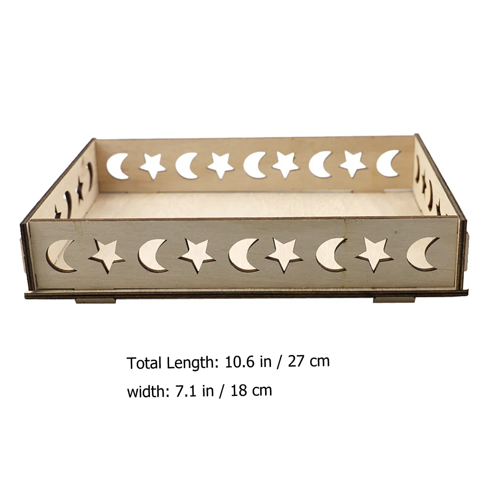 

Wooden Fruit Tray Eid Hollow-Out Design Decorative Candy Dessert Serving Plate Home Party Snack Holder Wooden Serving Tray