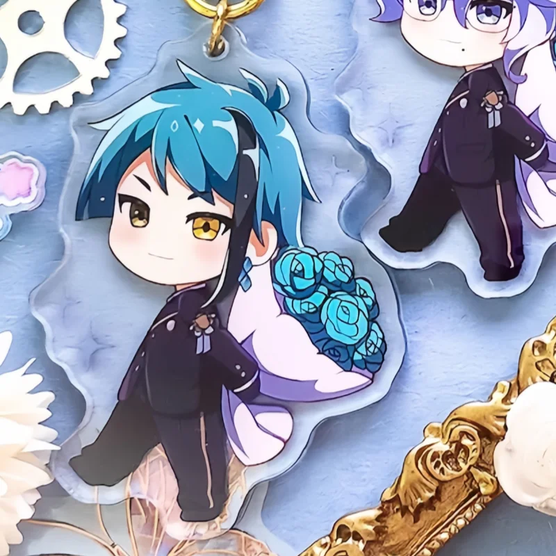Sky Blue Rose Twisted Wonderland Acrylic Keychain Character TWST Unique Gift for Anime Lovers