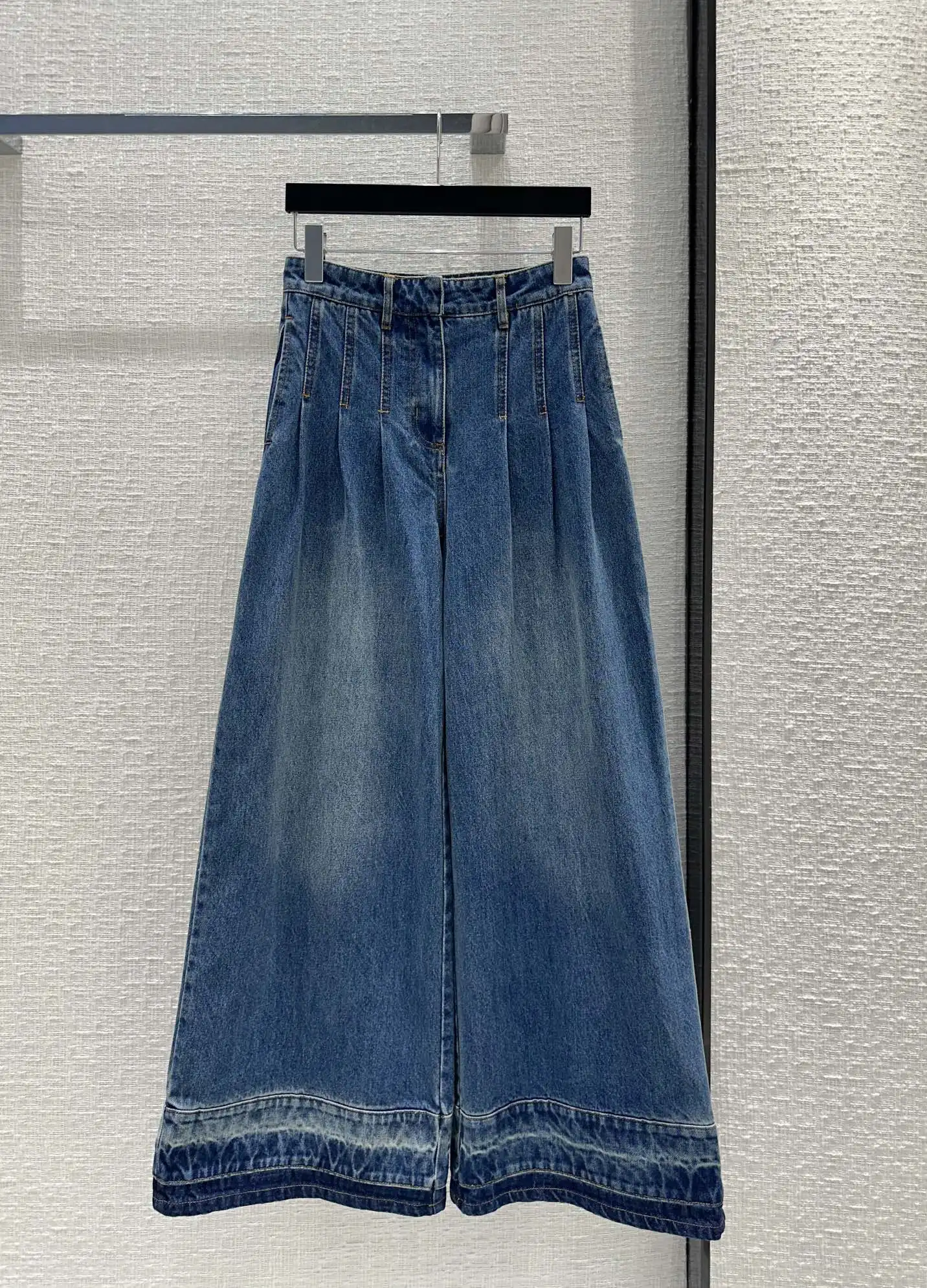 

2024 Women's Clothing Gradient color block denim wide leg pants Spring Summer New 407