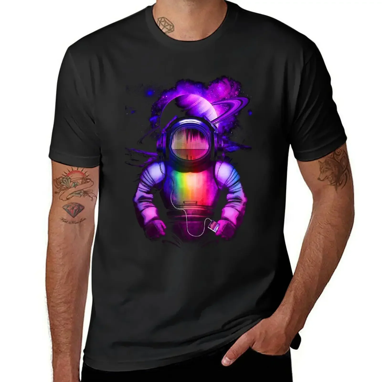 Music in space T-Shirt summer clothes sweat Men's cotton t-shirt