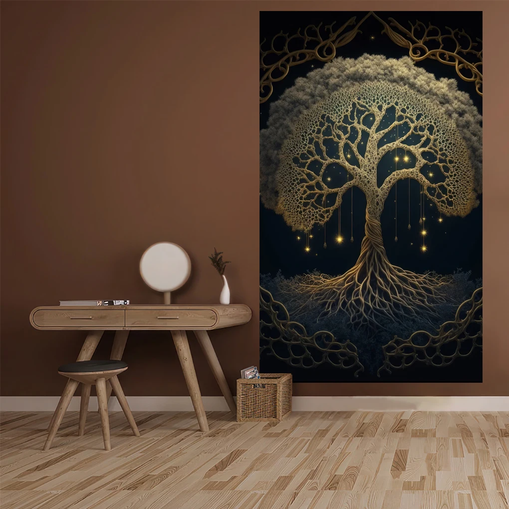 XxDeco Psychedelic Tree Of Life Tapestry Mandala Witchcraft Printed Wall Hanging Boho Yoga Mat Sofa Blanket Home For Decoration