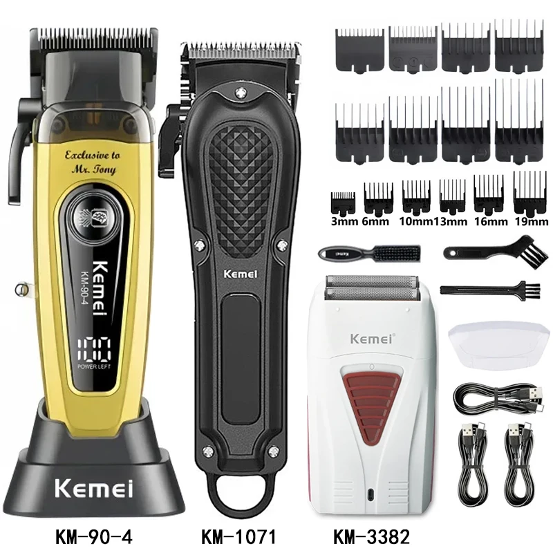 Kemei Km-1071 Km-90-4 Km-3382 Electric Hair Clipper UBS Rechargeable Cordless Beard Trimmer Men Powerful Electric Hair Clipper