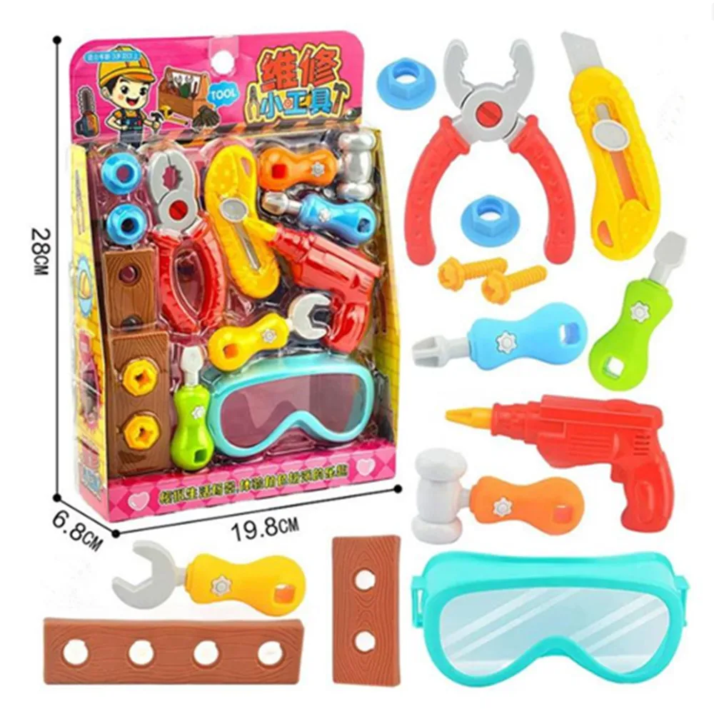 1 セット漫画ままごとシミュレーションメンテナンスツールボードネジ電気ドリル保護ゴーグル PVC モデル子供のおもちゃ