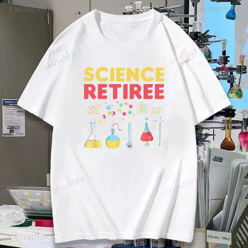 T-shirt engraçada de algodão estampado feminino, Química é como cozinhar, Apenas não lamber a colher, Camisa do professor de ciência, Alta qualidade