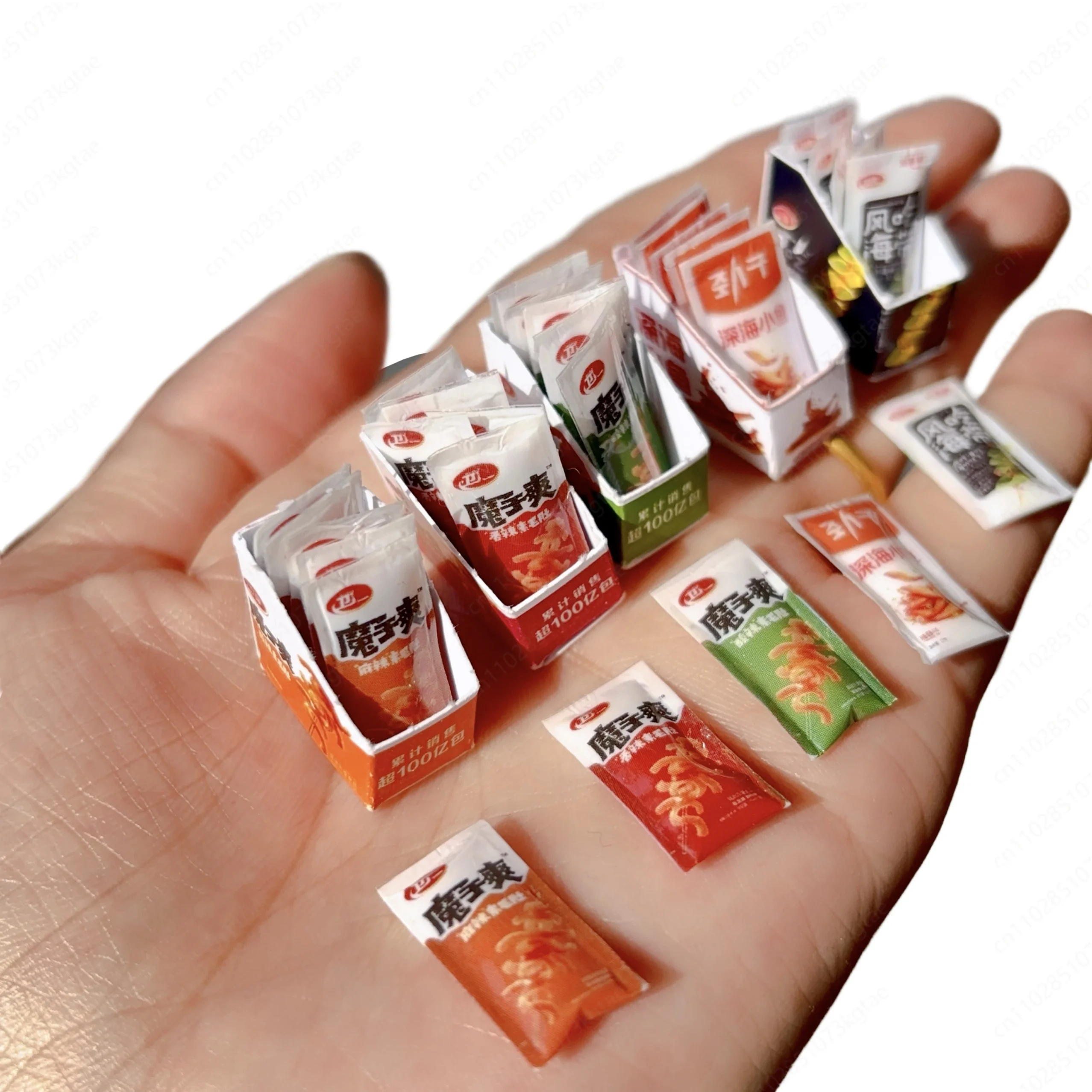 Scene ornament Mini Baby House Ornament Magic Fish Kelp Snack Miniature Accessories (can be opened, there are 6 packets inside)