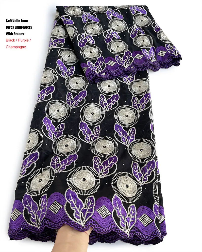 Unique Cotton Swiss Voile Lace with Guipure Edge African Embroidery inspired Fabric Traditional Garment Rocking Appliques 5 yard