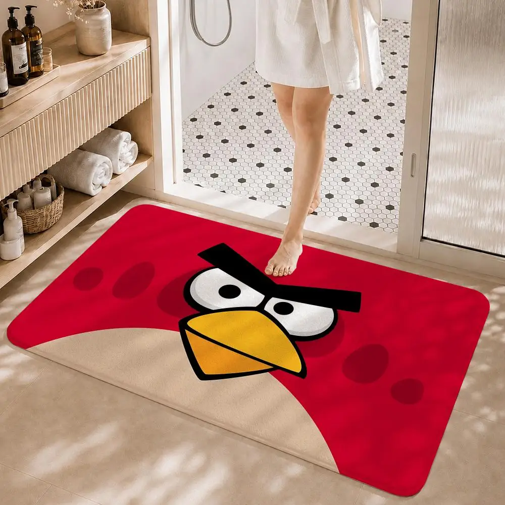 Casual Game Character A-Angry Birds Floor Mat Non-Slip Absorbent Floor Mat Decorative Rug for Home Bathroom Bedroom Entryway