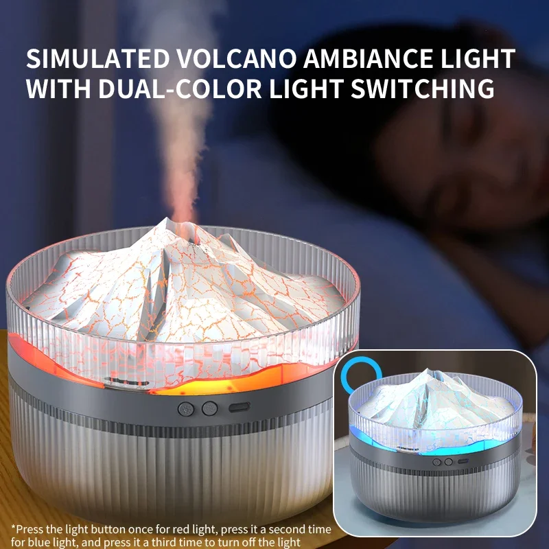 2024 New 2L volcano aromatherapy machine Multi-function flame humidifier Large capacity fog essential oil diffuser