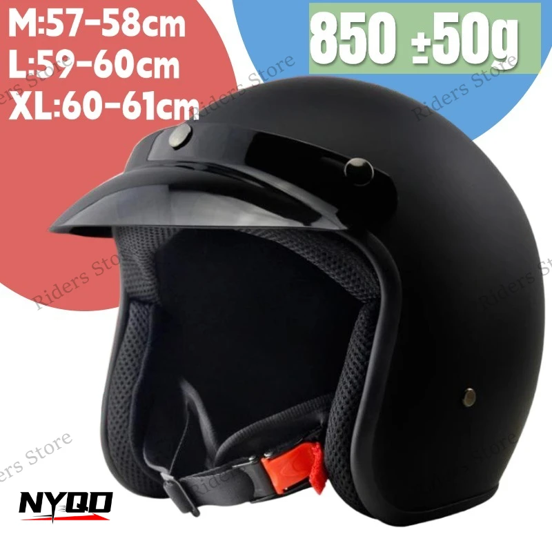 

ZR-052 3/4 Motorcycle Helmet, DOT Certified Retro Vintage Helmet for Motorbike Riding