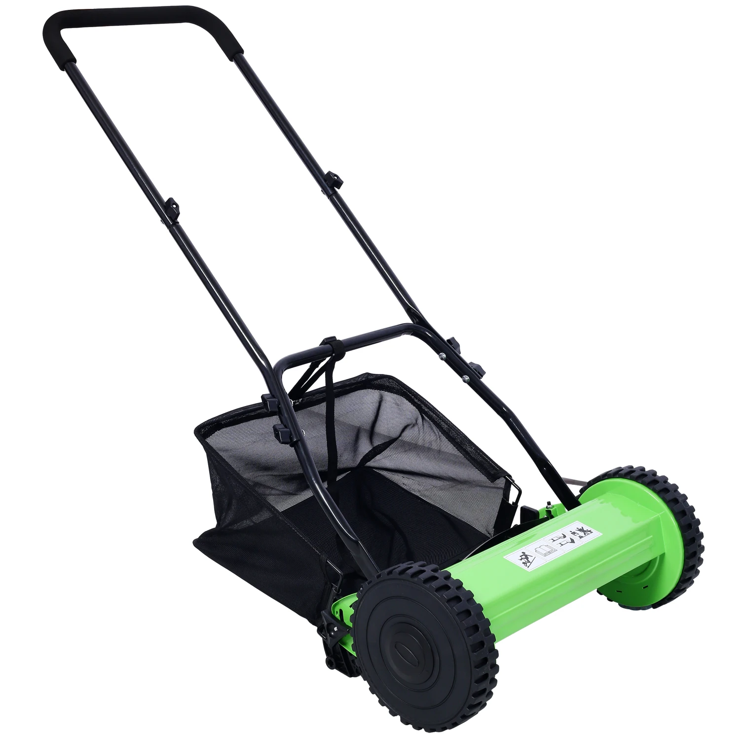 16-Inch 5-Blade Push Reel Lawn Mower with Grass Catcher, GREEN COLOR