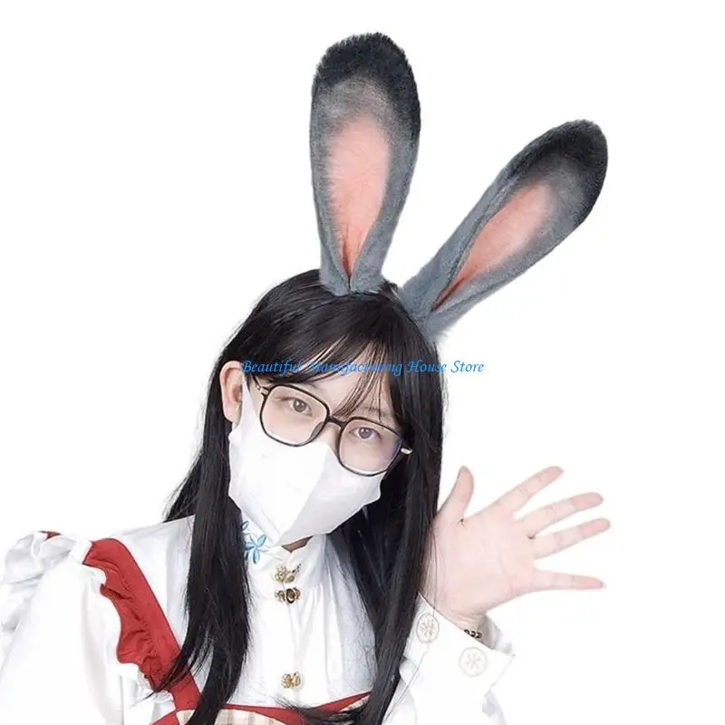 

E56A Large Bunny Ears Live Broadcast Hair Hoop Woman Headband Makeup Hair Decors