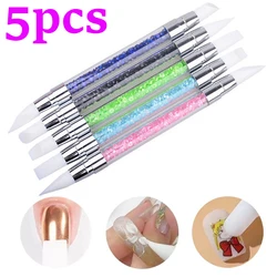 네일 아트 실리콘 브러쉬 5Pcs 조각 그림 연필 10 팁 UV 젤 DIY 폴란드어 듀얼 헤드 미러 파우더 조각 매니큐어 도구