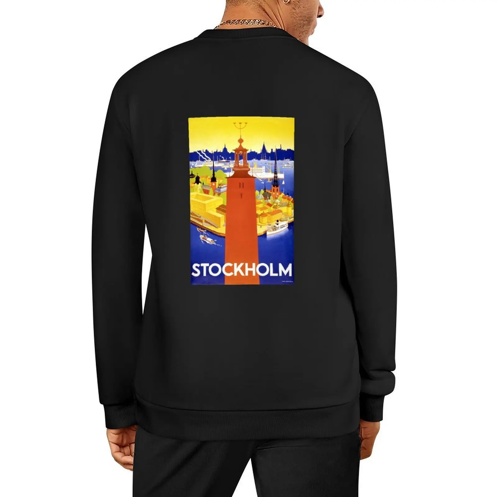 

Stockholm Sweden Vintage Travel Poster Pullover korean clothes men wear mens clothing autumn clothes sports sweatshirt man
