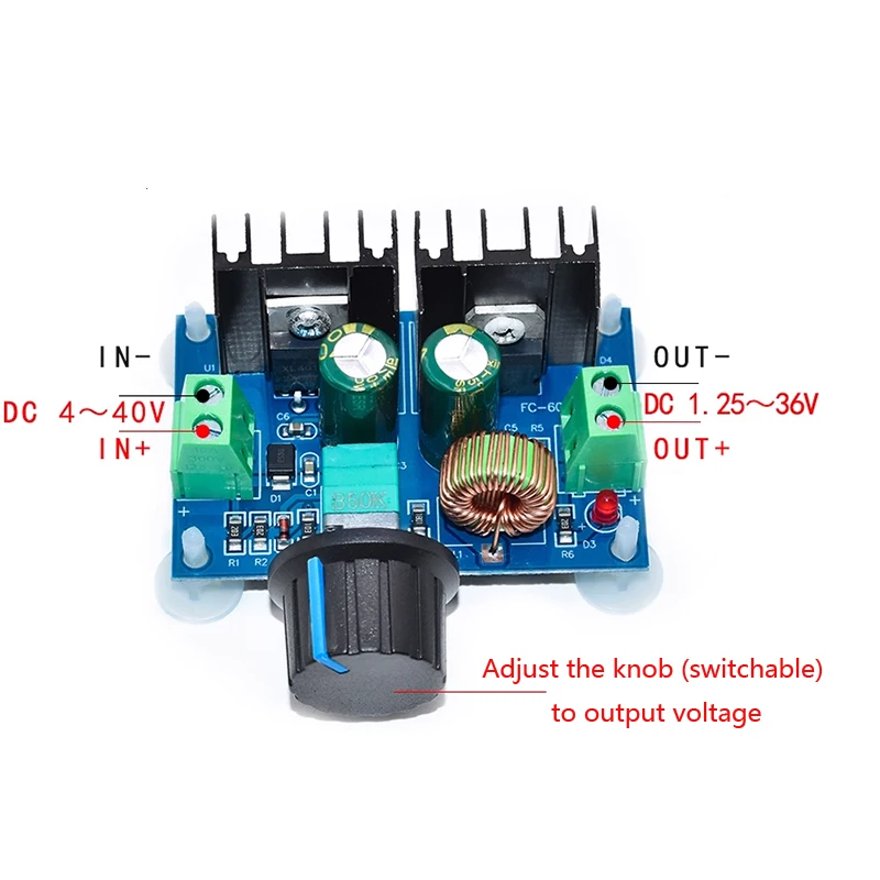 XL4016E1 DC 電圧低減モジュール出力調整可能な 8A 電圧レギュレータ付き DC-DC ハイパワーレギュレータデジタルディスプレイ付き