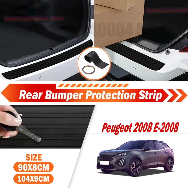 For Peugeot 2008 E-2008 Car Trunk Sill Anti-Scratch Guard Strip Rear Bumper Rubber Protector Decorative Cover Sticker
