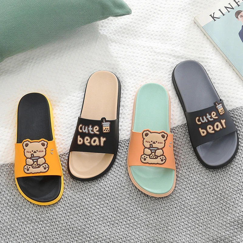 Funny Slipper Female Platform Cloud Woman Cartoon Bear Non Slip Flip Flop Slides Indoor Beach Men Women Summer Ladies Shoes Home