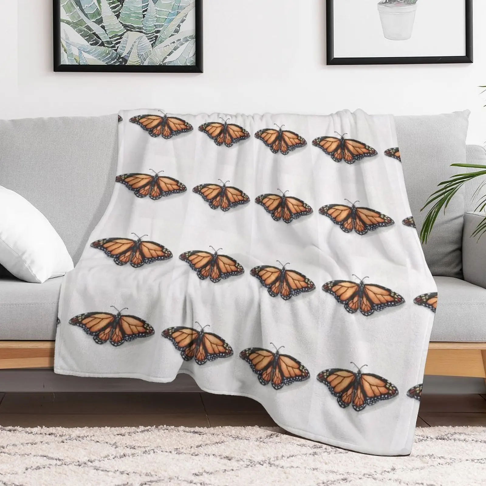 Monarch Butterfly Throw Blanket Camping Flannel Fabric Decorative Sofas Blankets