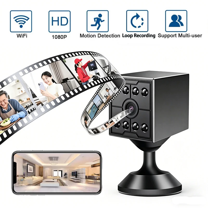 Mini Cámara Wifi de Seguridad, Cámara Web IP, Vigilancia Doméstica, Monitor Inteligente con Detección de Movimiento, Cámara con Visión Remota, Cámara DIY