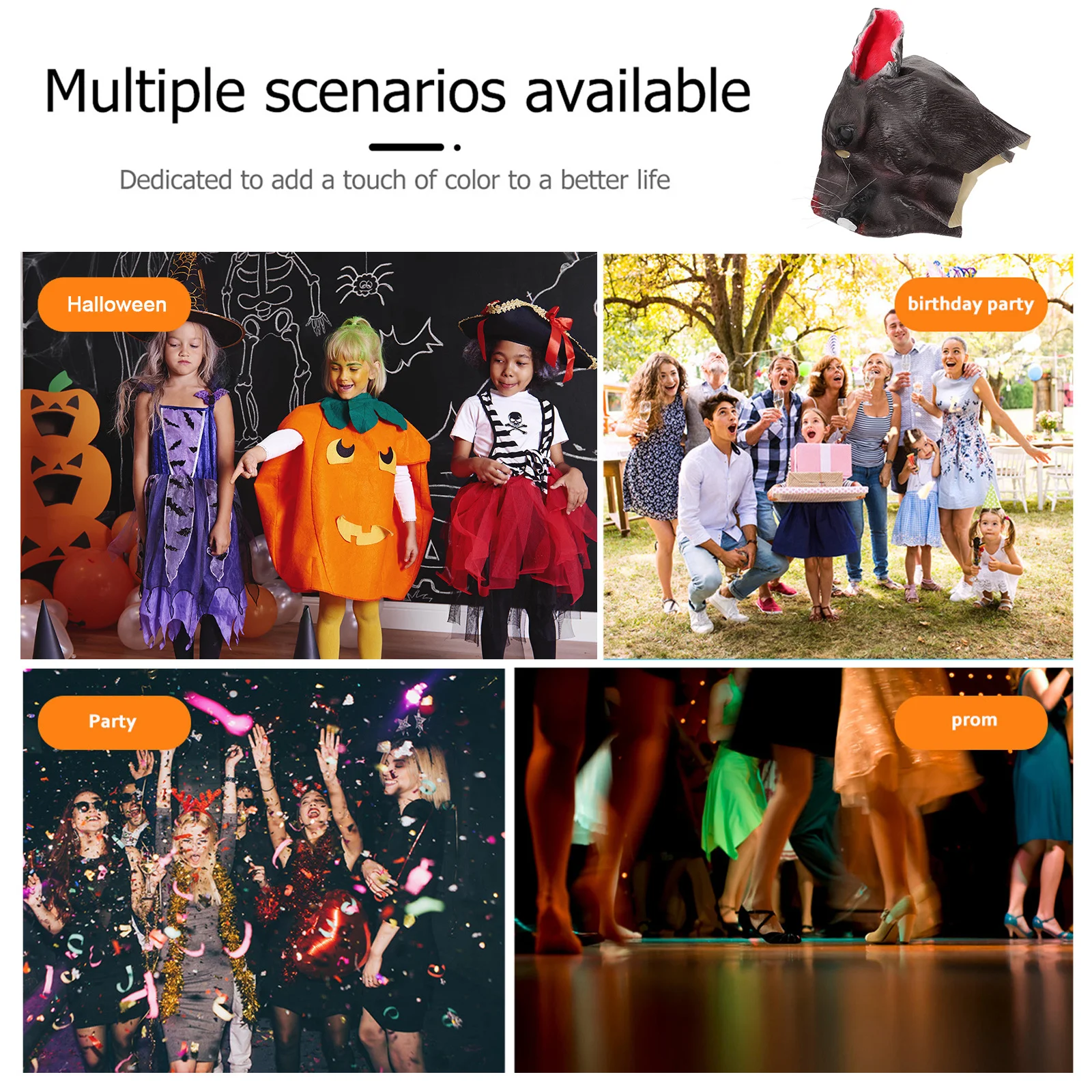 Realistische Ratte Maske 3D Halbgesicht Tier Kostüm Zubehör Bequeme langlebige Halloween Maskerade Cosplay Party Requisiten