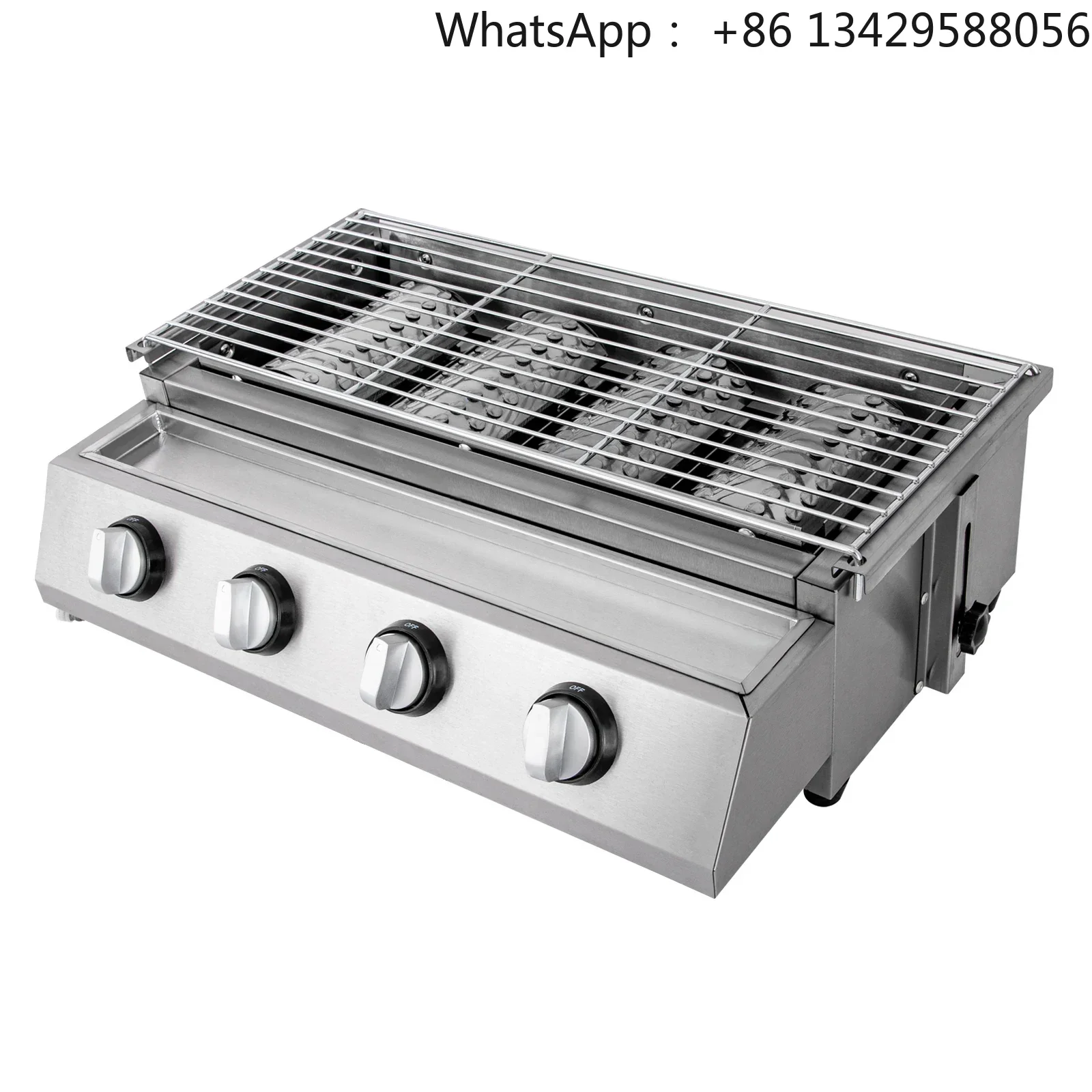 Parrilla barbacoa sin humo acero inoxidable asador parrilla Gas GLP 4 quemadores portátil extraíble para Patio exterior y jardín