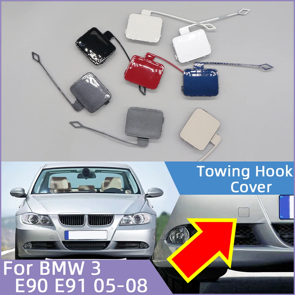 For BMW 3 2005 2006 2007 2008 E90 E91 318 320 325 330 Car Front Bumper Tow Hook Eye Cover Cap Towing Hauling Lid Painted Trim