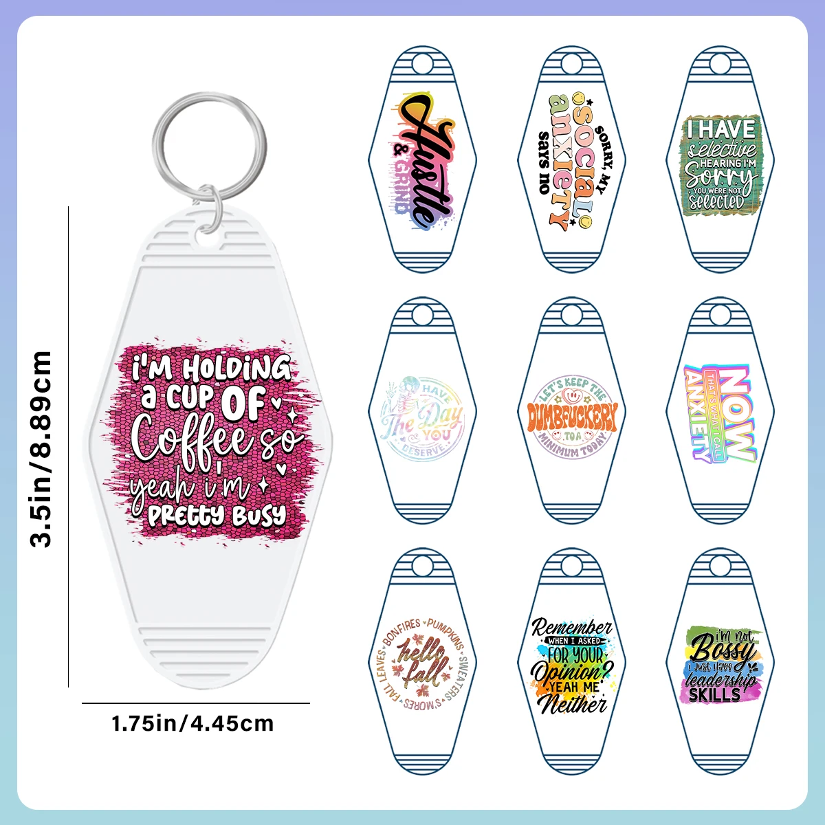 

5PCS Wholesale UV DTF Motel KeyChain Decals Keychain Transfer Sticker Custom Labels DIY Logo Waterproof