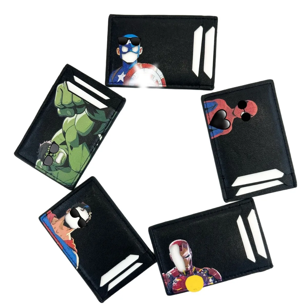 Marvel Hulk Capitán América Pu Fun Hollow - Funda Decorativa para Tarjetas de Identificación, Tarjetas de Autobús y Licencias de Conducir, Regalo para Parejas y Niños