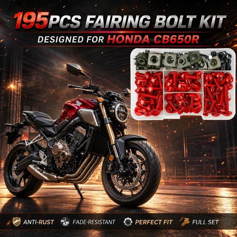 195Pcs Motorcycle Aluminum Fairing Bolt Screws Kit Nut Clips For HONDA CBR650R CBR 650R 2018 2019 CNC Fastener Hardware Bodywork