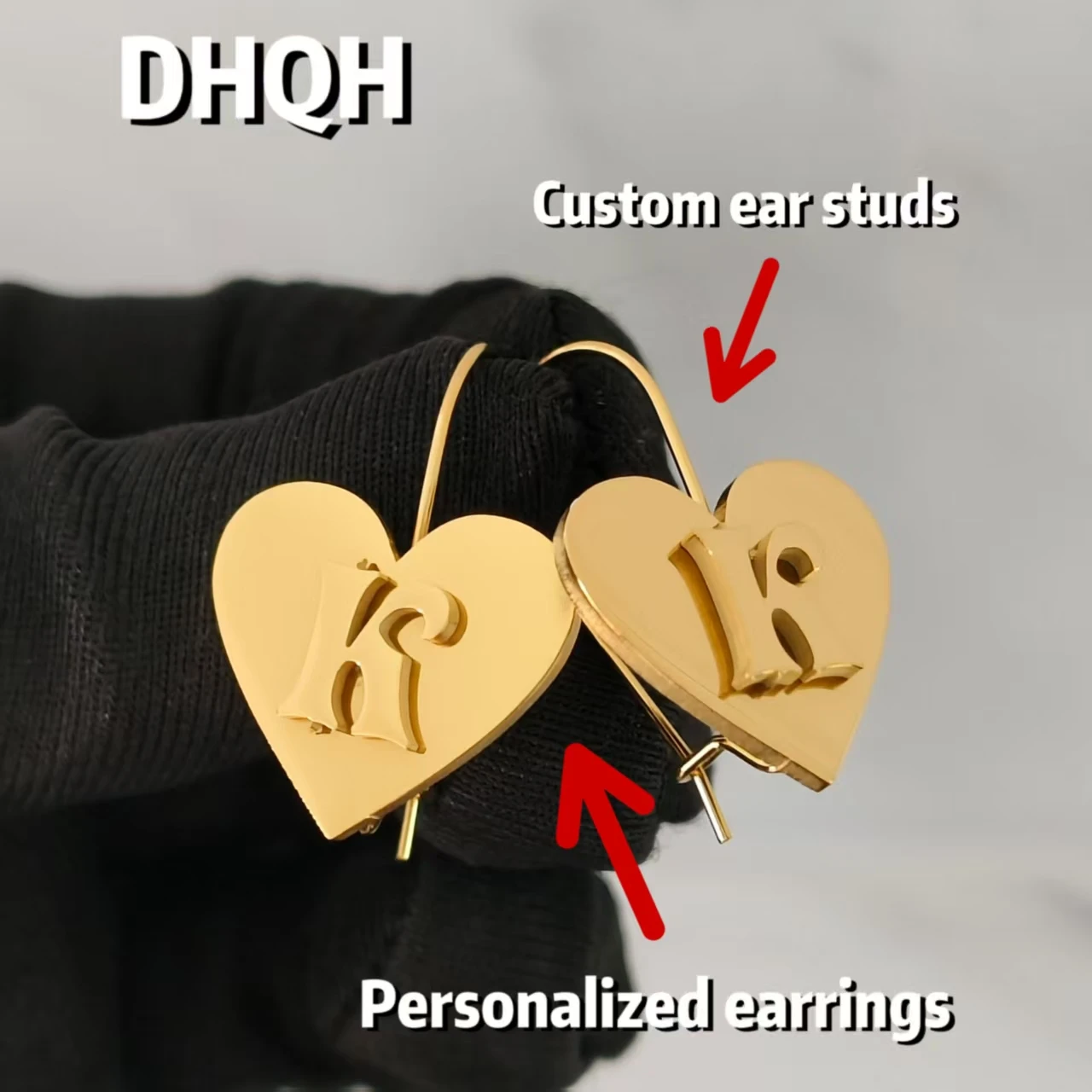

Wholesale Customized Single Letter Heart-shaped Earrings Personalized Single Letter Heart Shaped Earrings Valentine's Day Gift