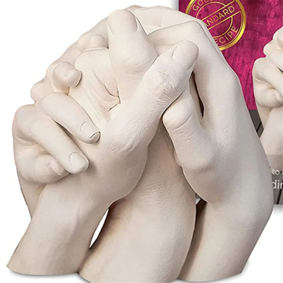 Hand Casting Couples Realistic Stone Sculpture for Two DIY Mother'S Day Handmade Mold Hand Cast Plaster Clone Finger,B