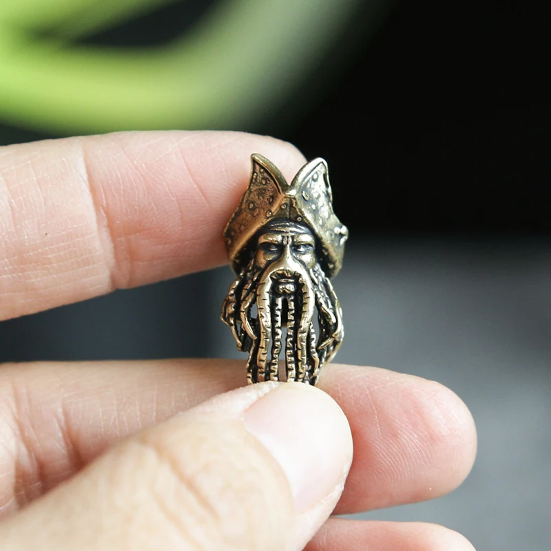 Oktopus-Gesicht Piratenkönig-Figur Messingmesser-Perle Paracord-Lanyard-Anhänger DIY Regenschirmseil EDC Outdoor-Werkzeugzubehör – Detail 3