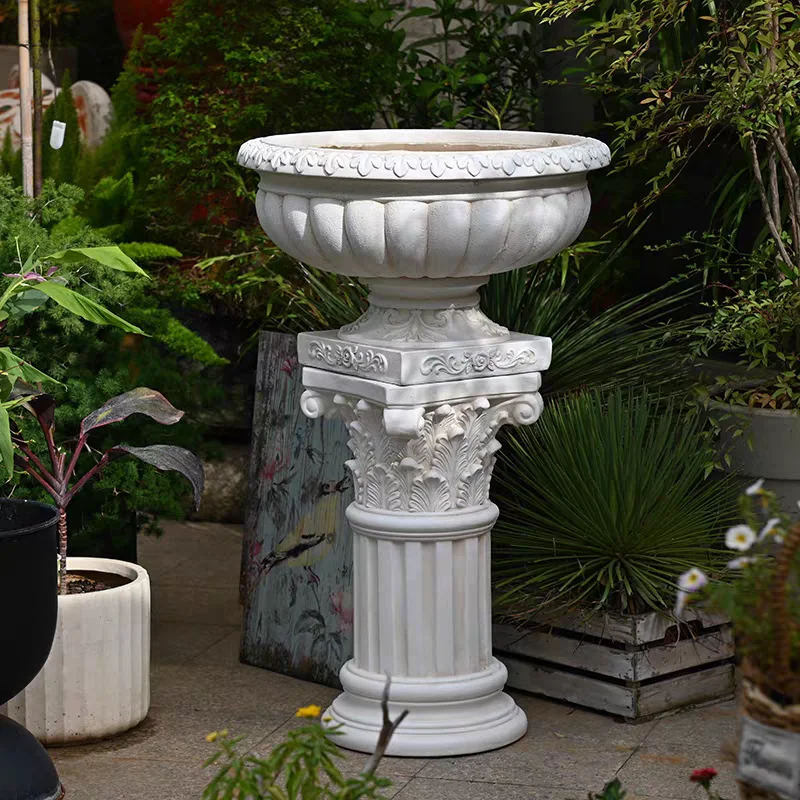 magnesium oxide garden ornament flowerpot Roman pillar and vase House decoration elements