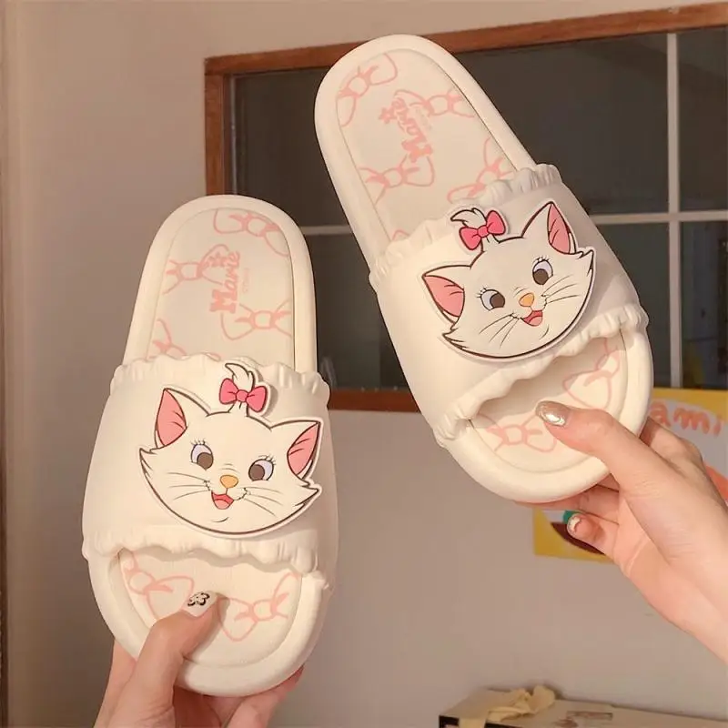 Kawaii Disney Marie Cat Women\'s Slippers Summer Soft-Soled Cartoon Bathroom Sandals Eva Anti-Slip Slippers Can Be Worn Outside