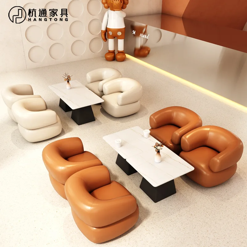 Milk tea shop cafe simple sofa combination dessert baking shop sales department negotiation reception area leisure tables and ch