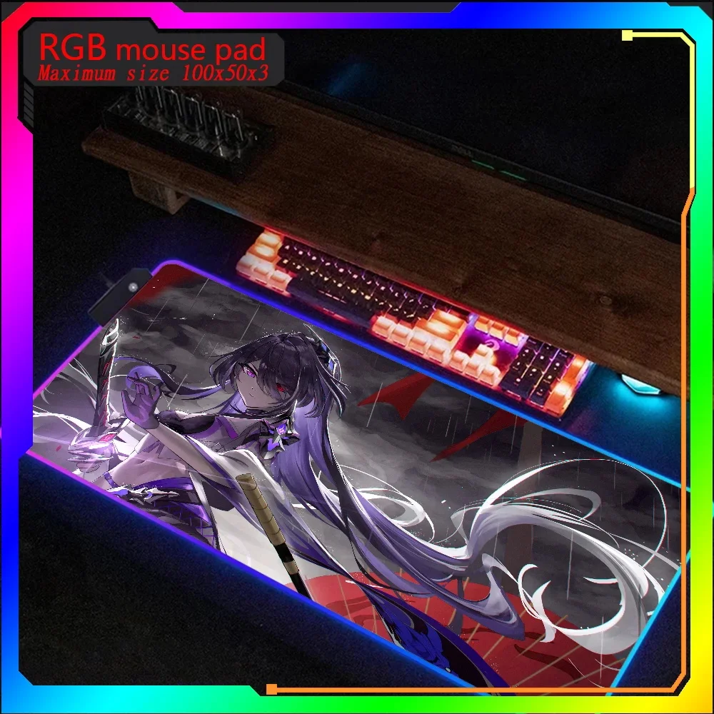 

Hot selling items Honkai Star Rail Acheron Rgb Mouse Pad Steelseries Laptop Backlit Keyboard Gamer Girl Table Deskpad Mause pad